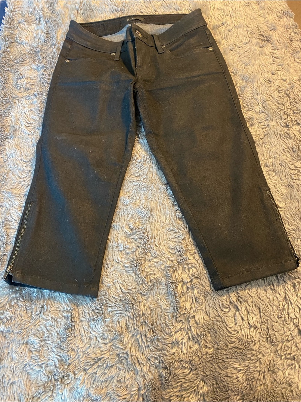 Vintage Guess Black Women's Crop Jeans